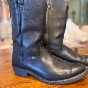 Justin Boots Black and White Leather Western Boots